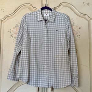 Vineyard Vines 14 Grey/White Check 100% Cotton Flannel Shirt w/Whale Logo